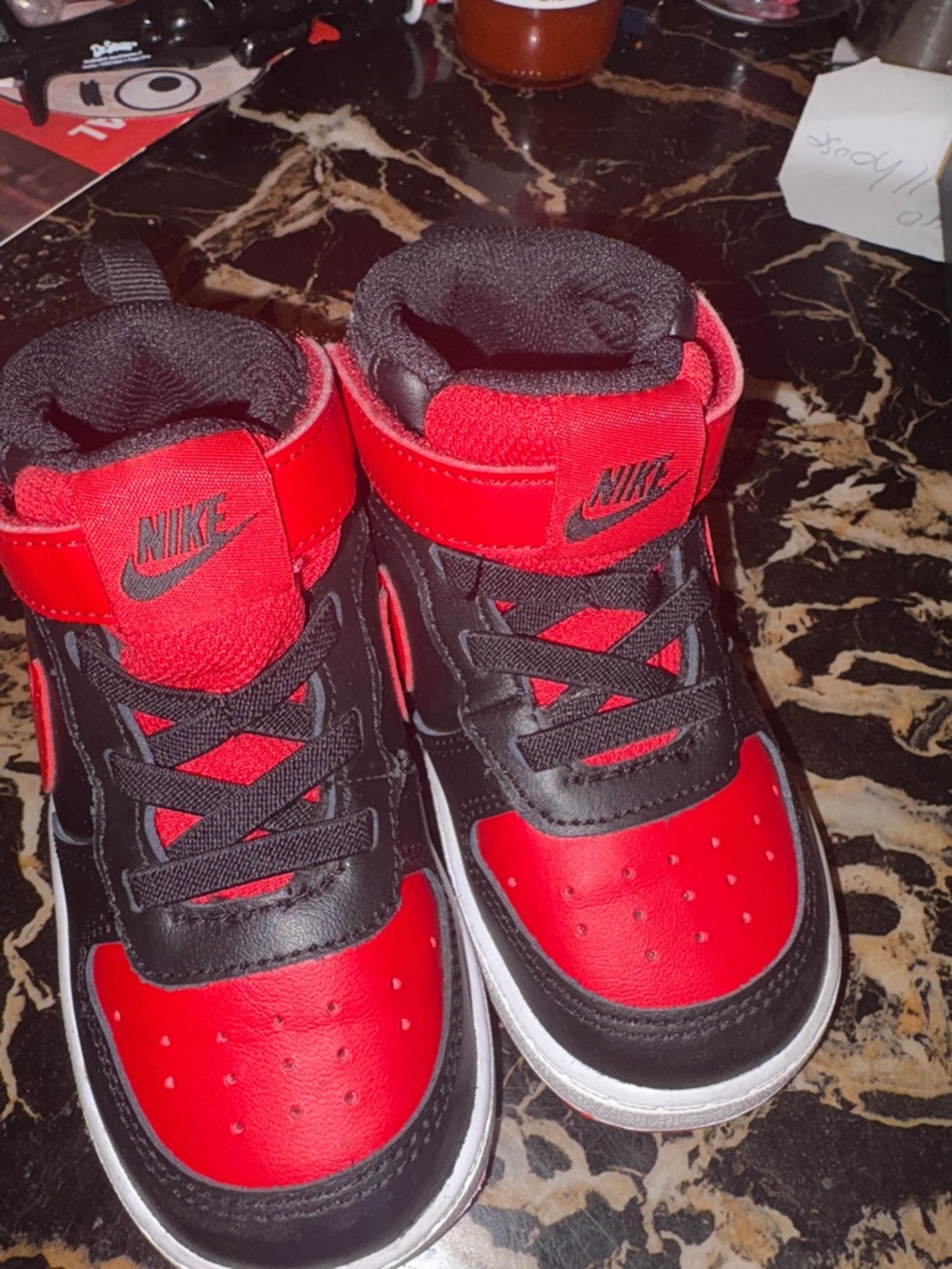 Nike Kids Red and Black High-Top Sneakers size 8C